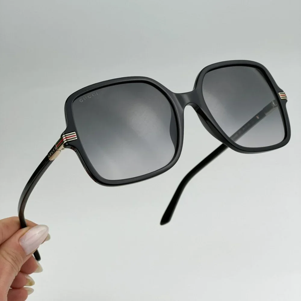 Gucci GG1449S 001 BRAND NEW Sunglasses Black Grey Women Square GG 1449S - Picture 2 of 11